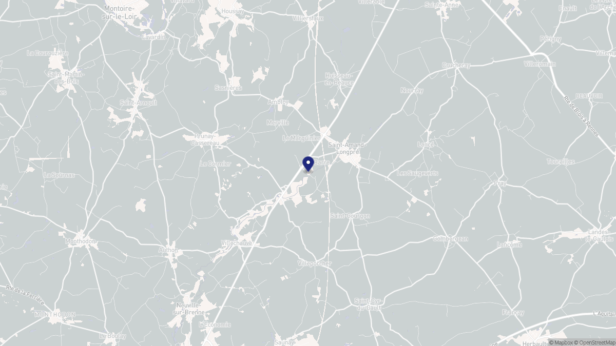 Aperçu cartographique de Saint-Amand-Longpré, centré sur la commune