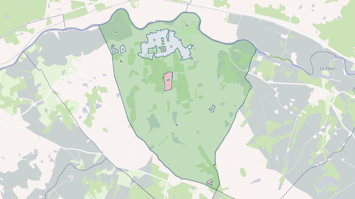 Aperçu cartographique de Saint-Julien-sur-Cher, centré sur la commune