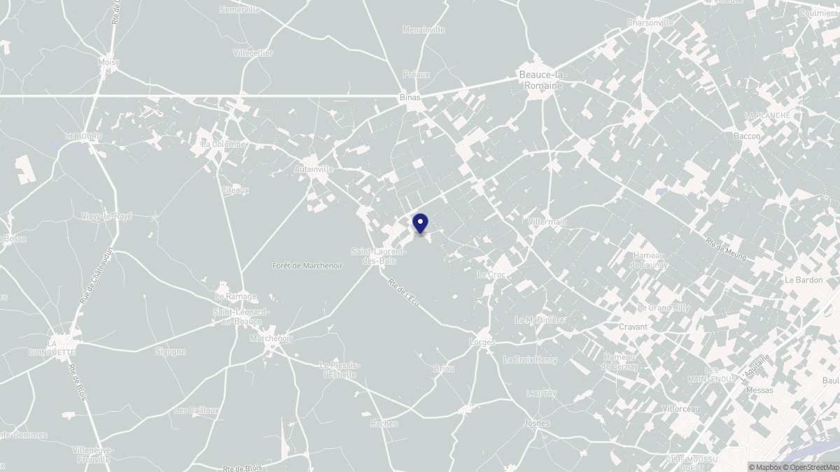 Aperçu cartographique de Saint-Laurent-des-Bois, centré sur la commune