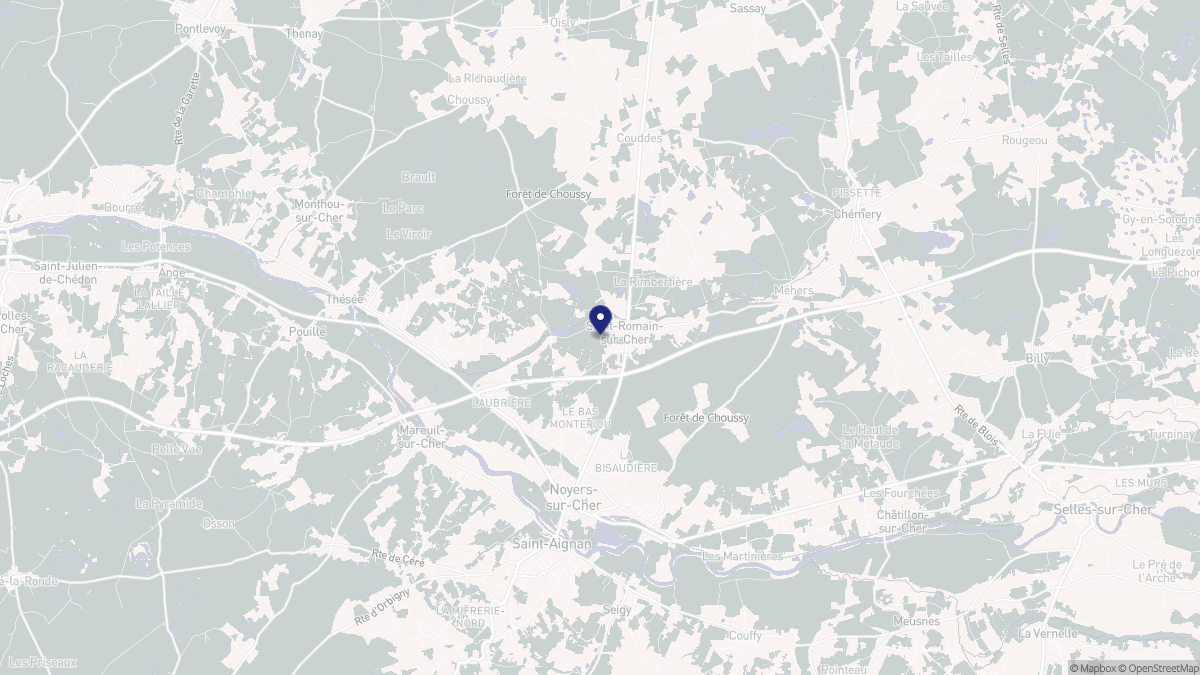 Aperçu cartographique de Saint-Romain-sur-Cher, centré sur la commune