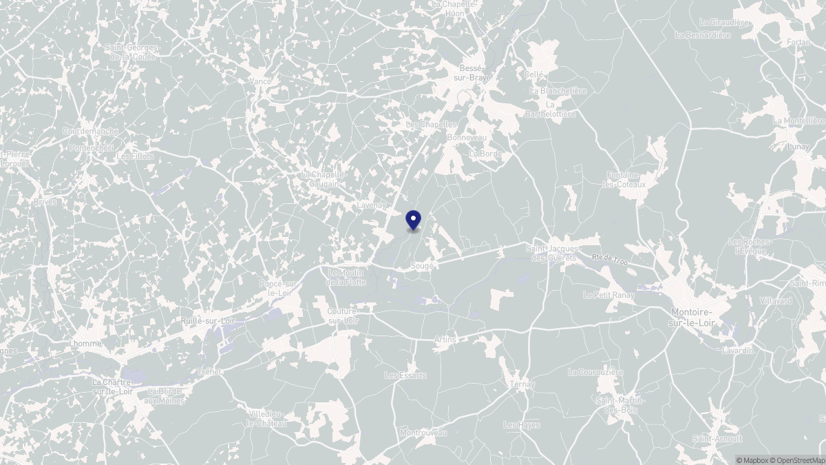 Aperçu cartographique de Sougé, centré sur la commune