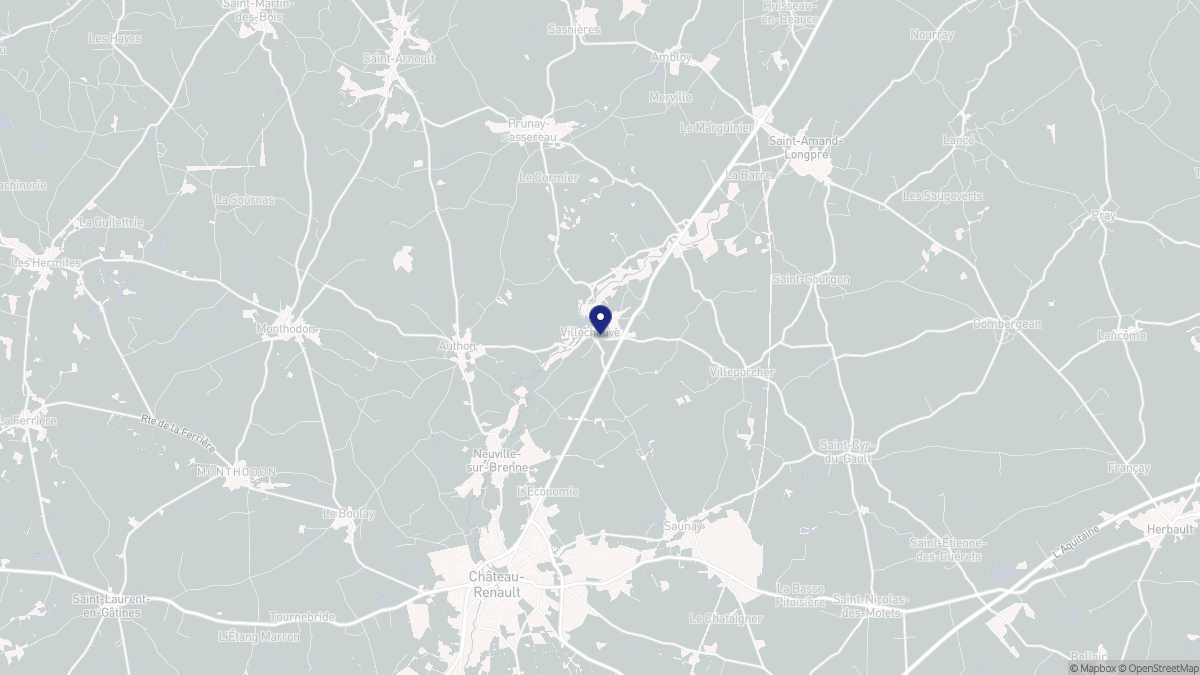 Aperçu cartographique de Villechauve, centré sur la commune