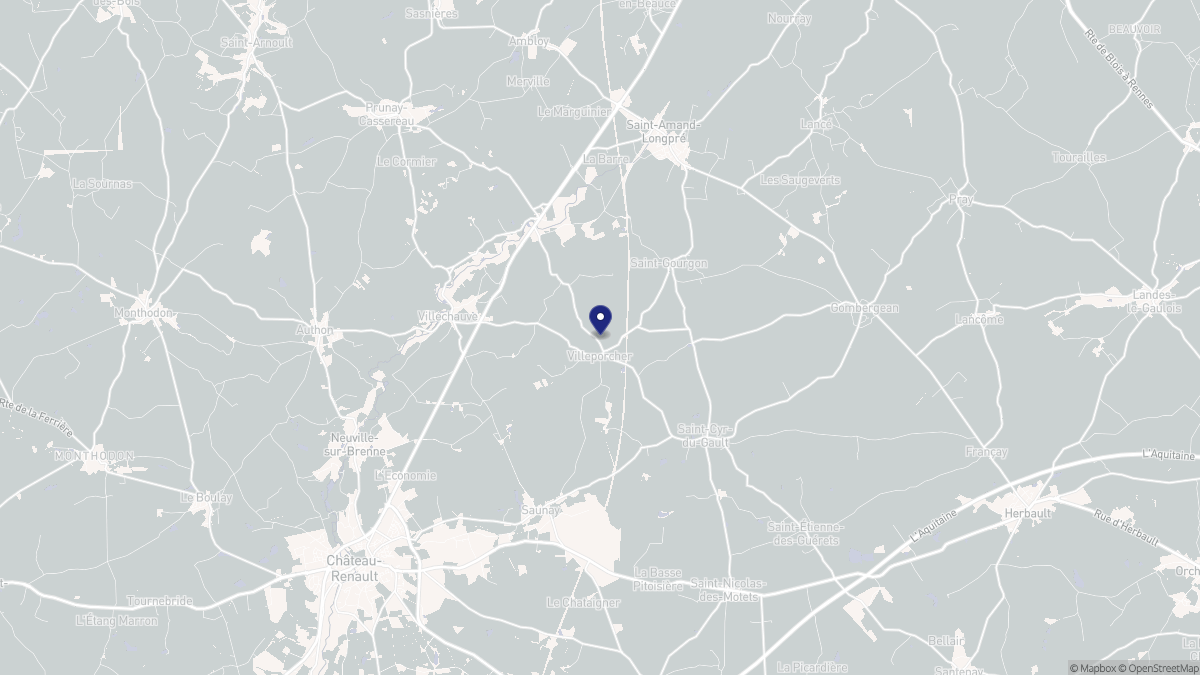 Aperçu cartographique de Villeporcher, centré sur la commune