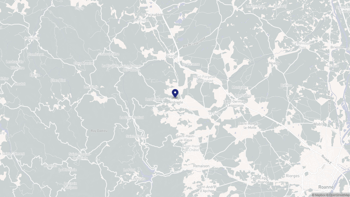Aperçu cartographique de Ambierle, centré sur la commune