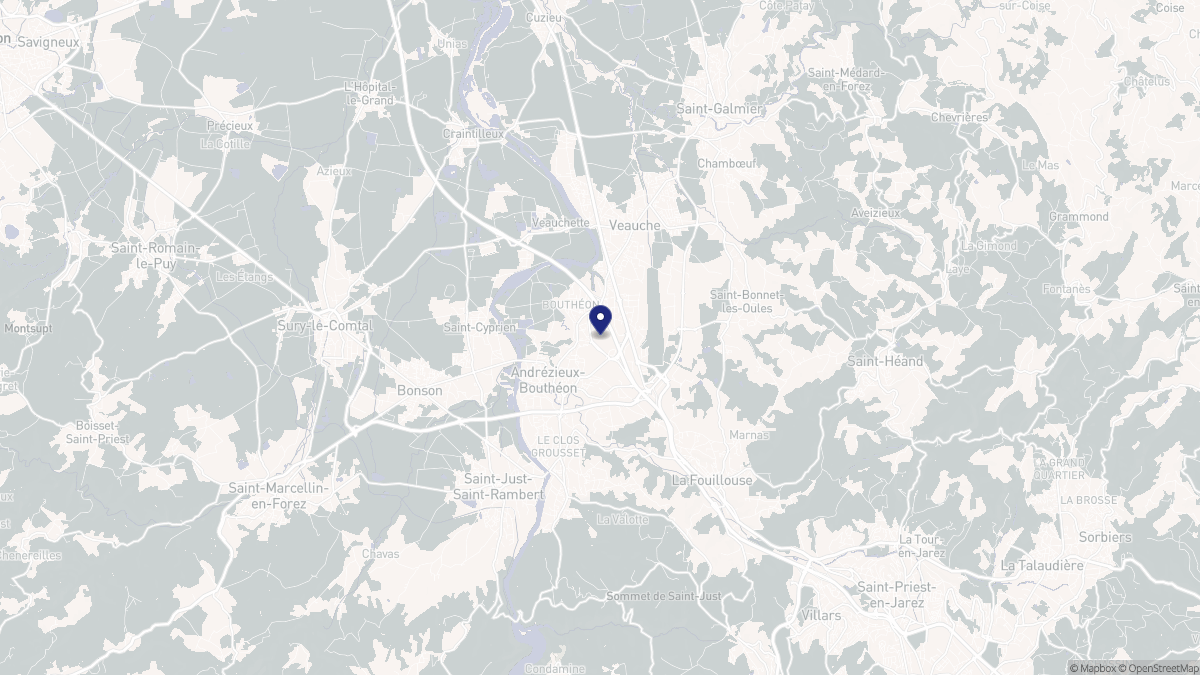 Aperçu cartographique de Andrézieux-Bouthéon, centré sur la commune