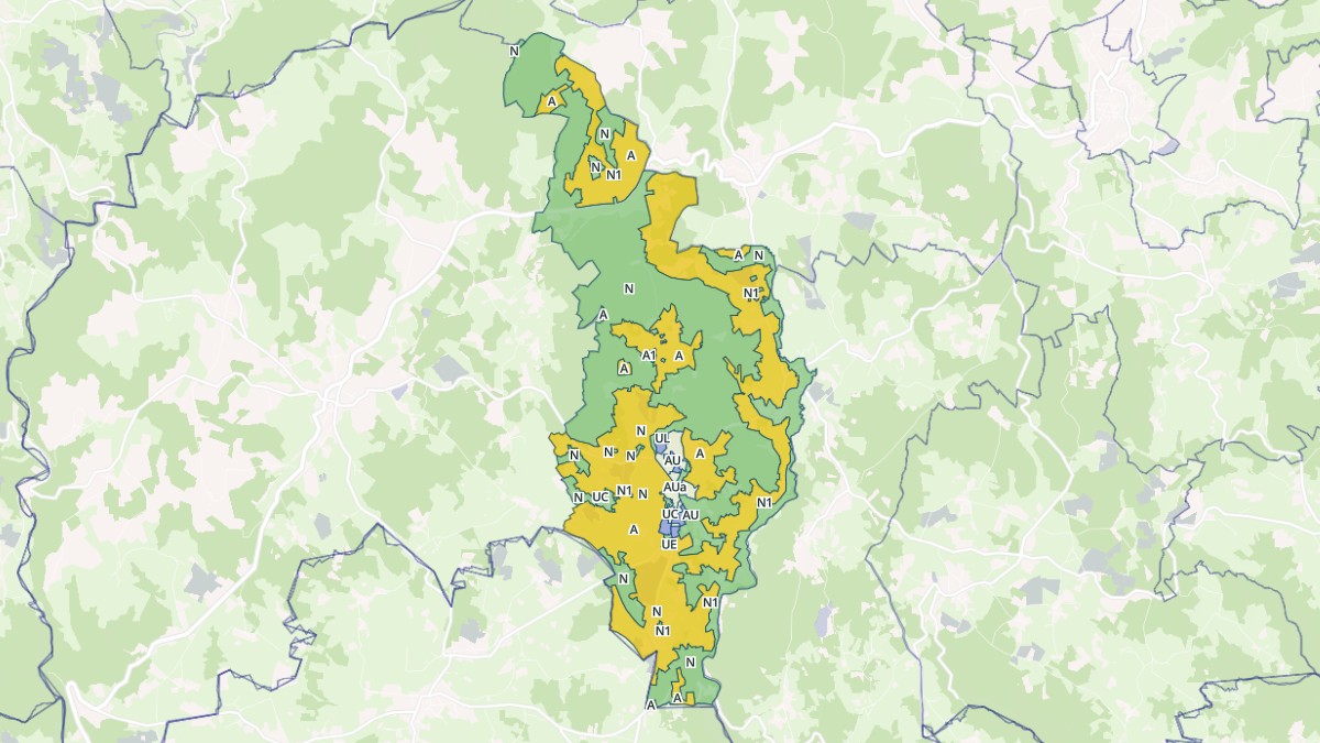 Aperçu cartographique de Apinac, centré sur la commune