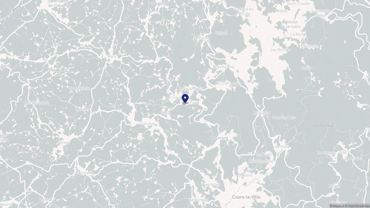 Aperçu cartographique de Arcinges, centré sur la commune