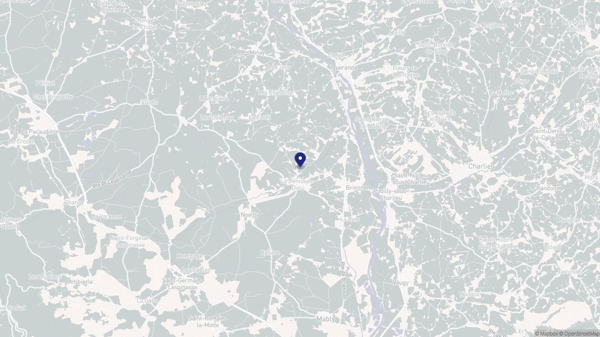 Aperçu cartographique de La Bénisson-Dieu, centré sur la commune