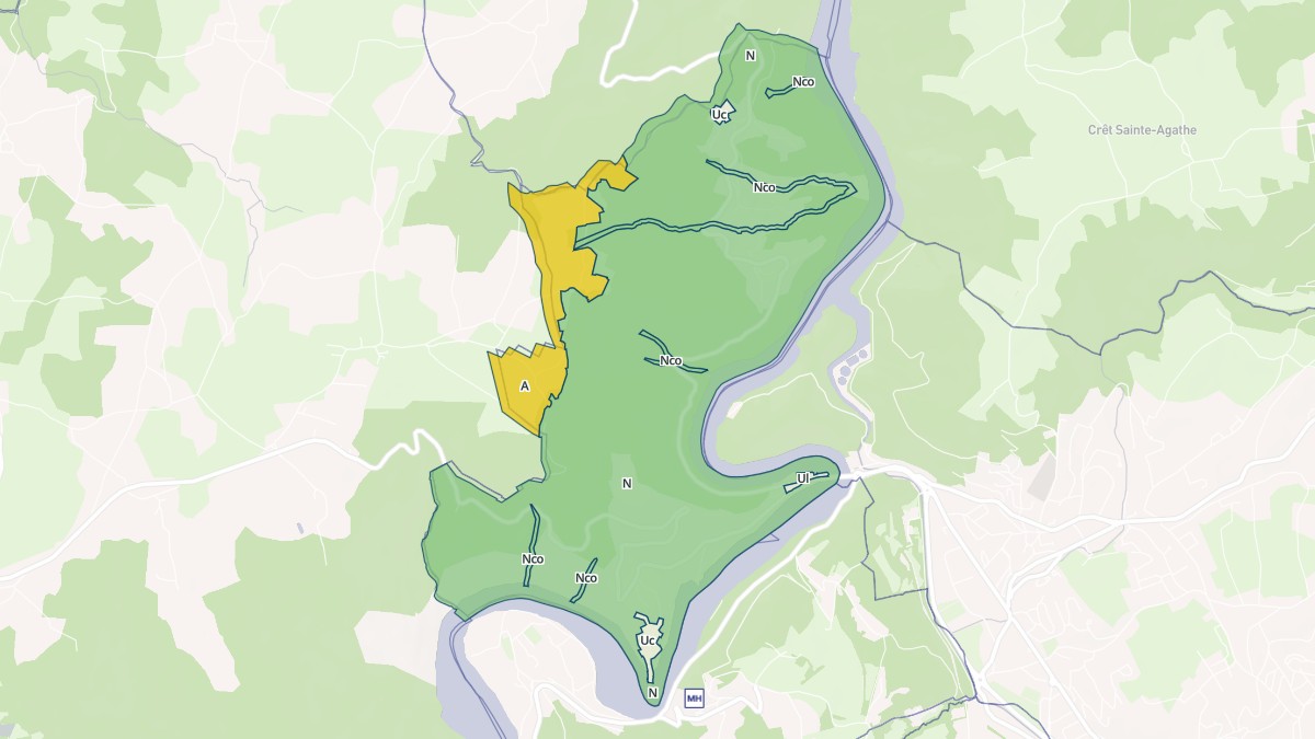 Aperçu cartographique de Caloire, centré sur la commune