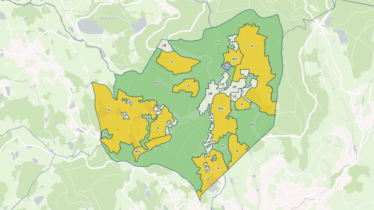 Aperçu cartographique de Le Cergne, centré sur la commune