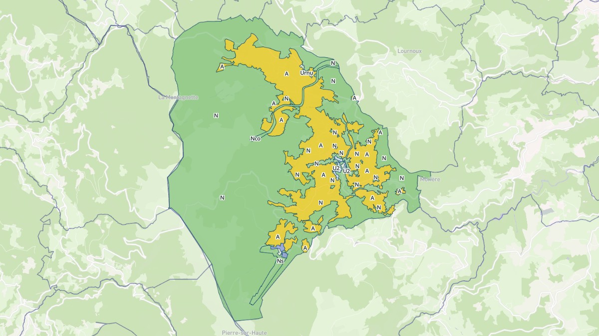 Aperçu cartographique de Chalmazel-Jeansagnière, centré sur la commune