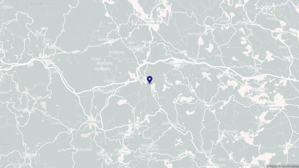 Aperçu cartographique de Champoly, centré sur la commune