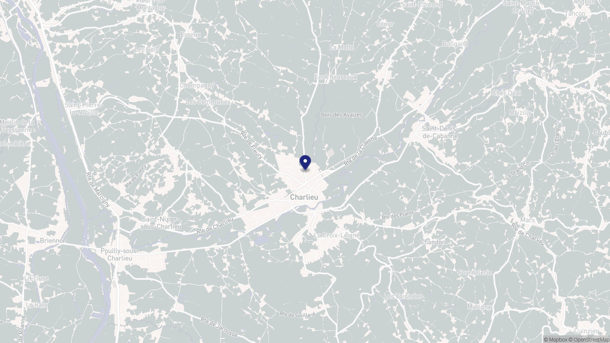 Aperçu cartographique de Charlieu, centré sur la commune