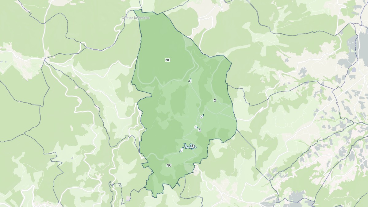 Aperçu cartographique de Colombier, centré sur la commune