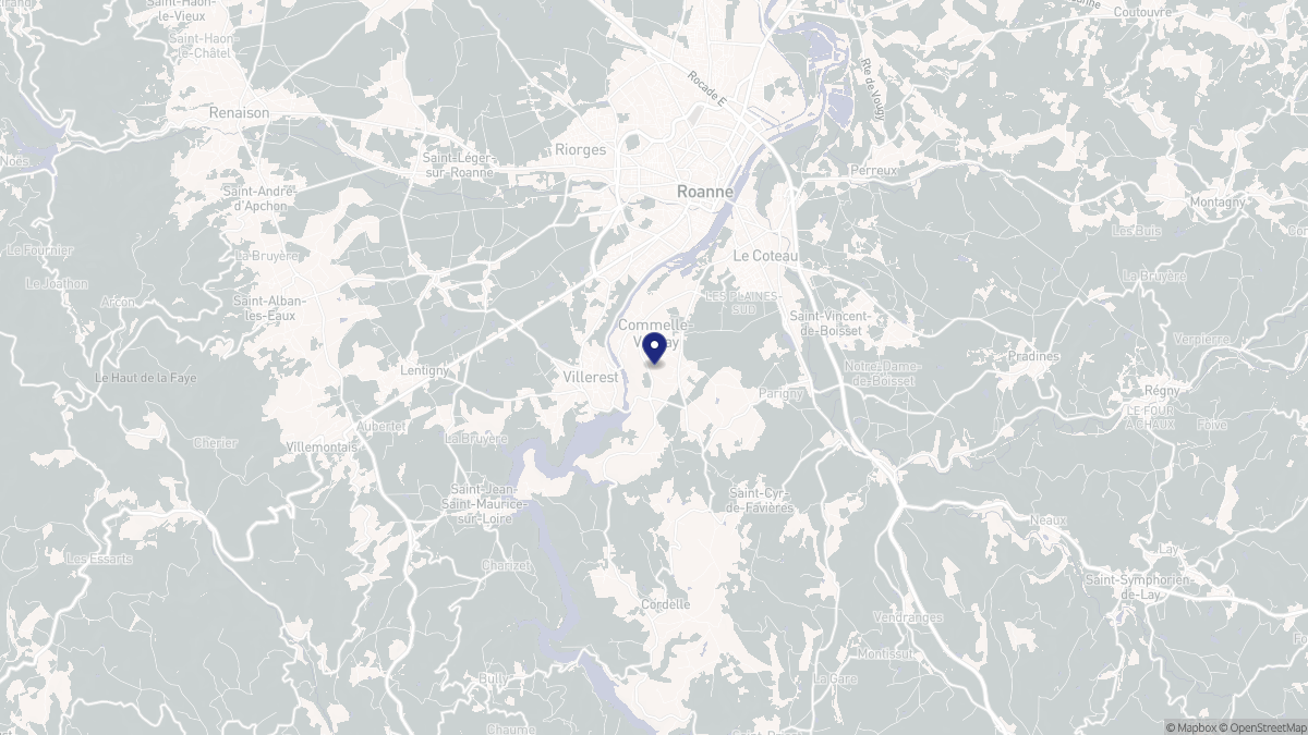 Aperçu cartographique de Commelle-Vernay, centré sur la commune