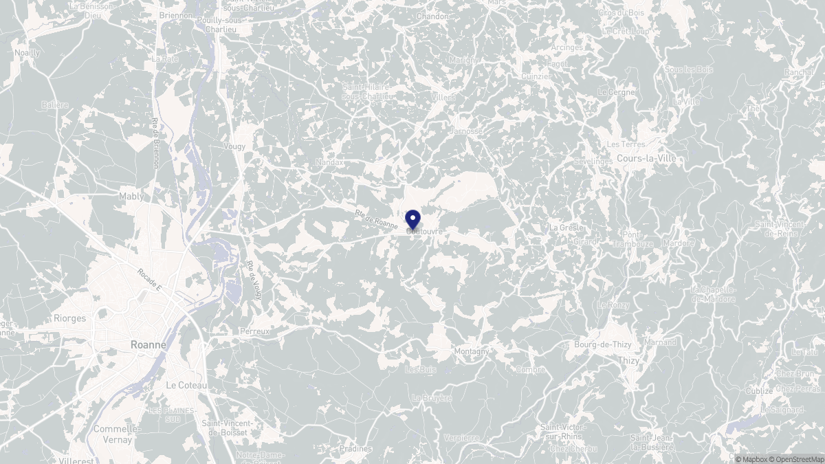 Aperçu cartographique de Coutouvre, centré sur la commune