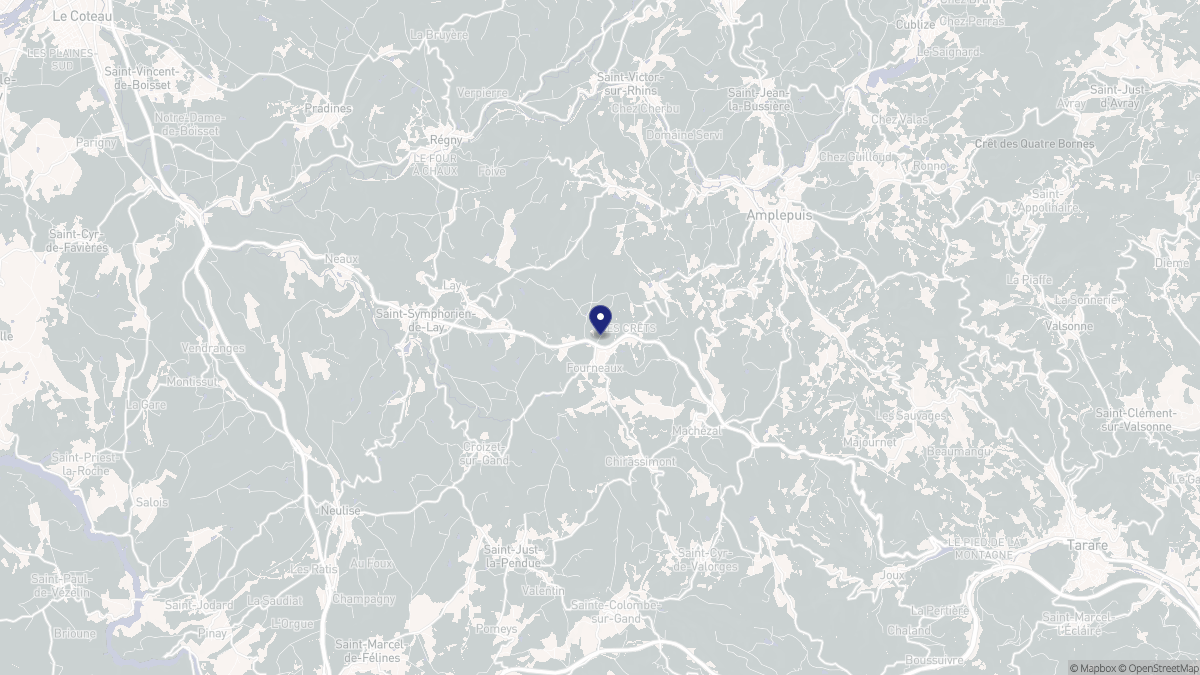 Aperçu cartographique de Fourneaux, centré sur la commune