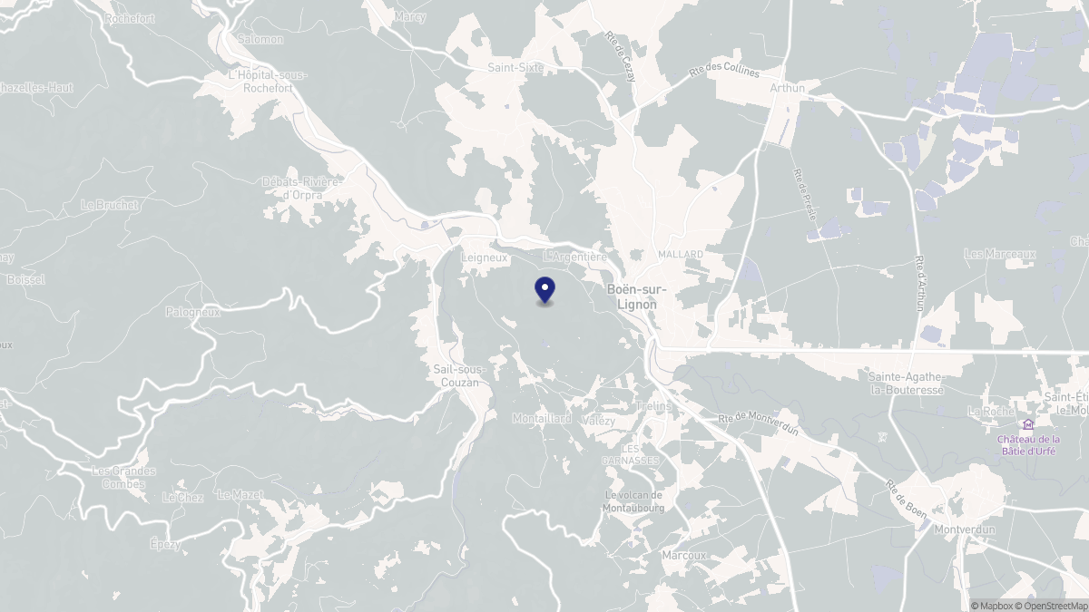Aperçu cartographique de Leigneux, centré sur la commune