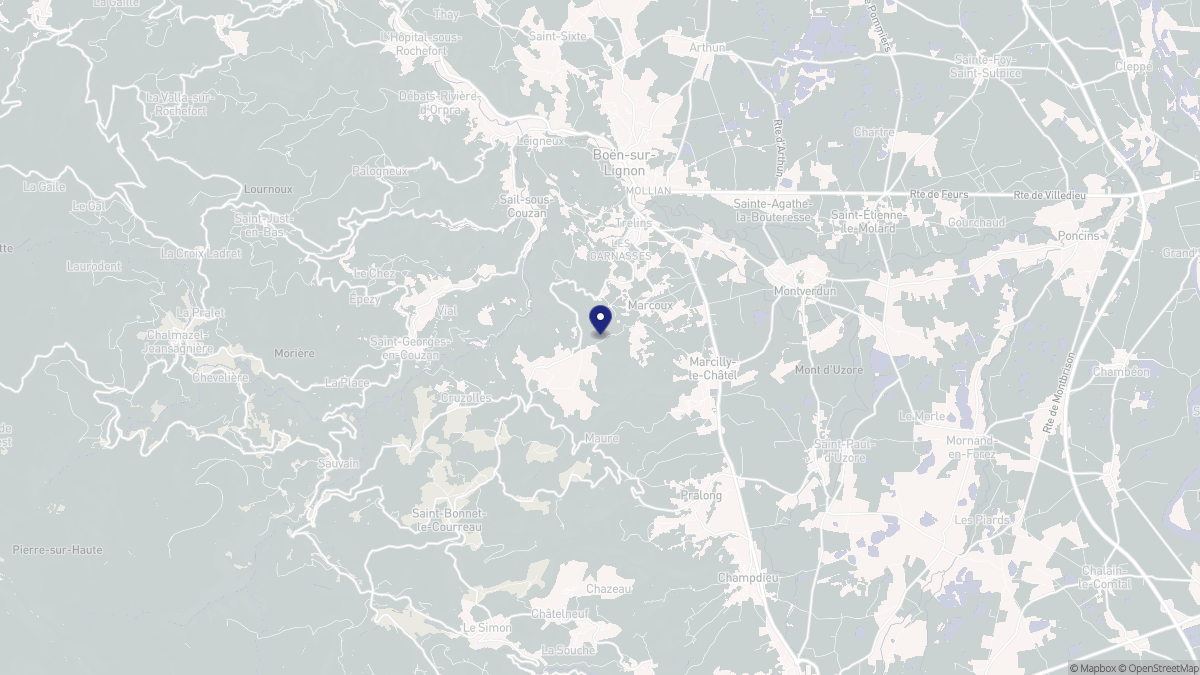 Aperçu cartographique de Marcoux, centré sur la commune
