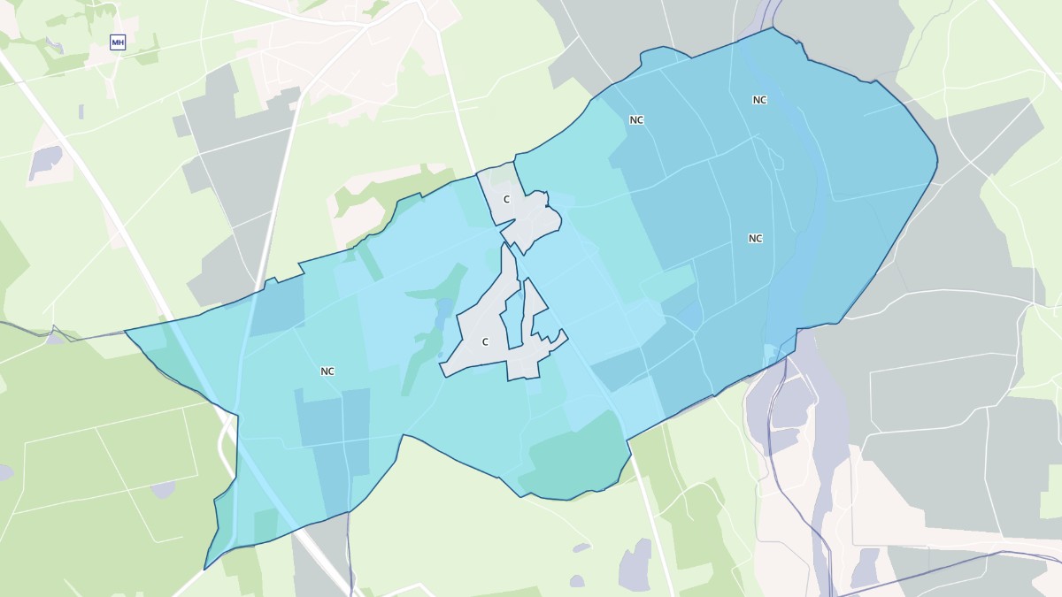 Aperçu cartographique de Mizérieux, centré sur la commune