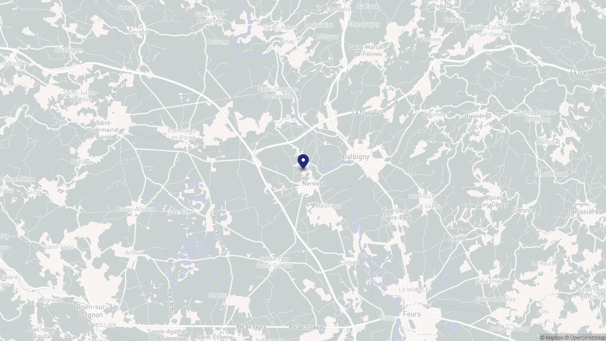 Aperçu cartographique de Nervieux, centré sur la commune