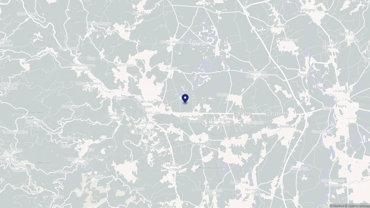 Aperçu cartographique de Sainte-Agathe-la-Bouteresse, centré sur la commune