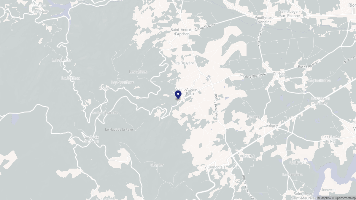 Aperçu cartographique de Saint-Alban-les-Eaux, centré sur la commune
