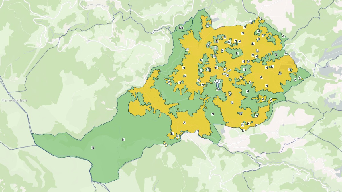Aperçu cartographique de Saint-Bonnet-le-Courreau, centré sur la commune