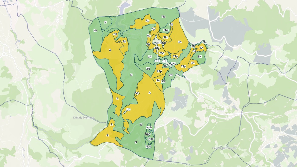 Aperçu cartographique de Sainte-Croix-en-Jarez, centré sur la commune