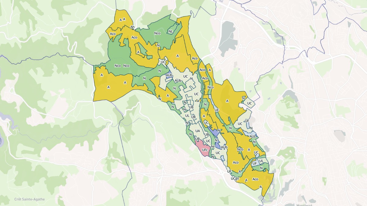 Aperçu cartographique de Saint-Genest-Lerpt, centré sur la commune