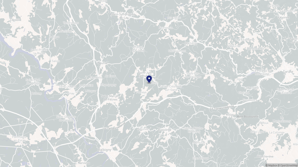 Aperçu cartographique de Saint-Just-la-Pendue, centré sur la commune