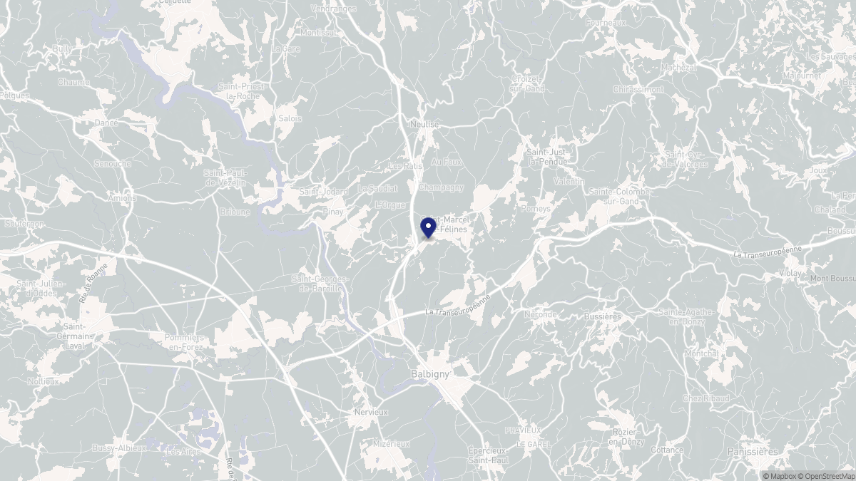 Aperçu cartographique de Saint-Marcel-de-Félines, centré sur la commune