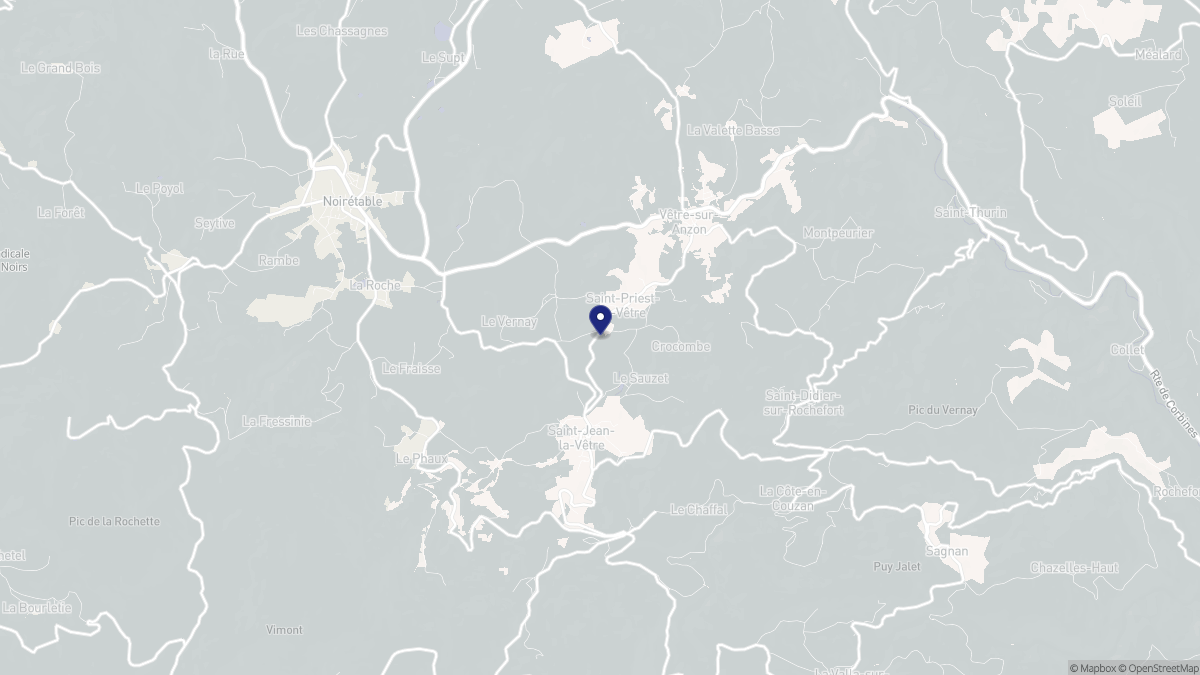 Aperçu cartographique de Saint-Priest-la-Vêtre, centré sur la commune