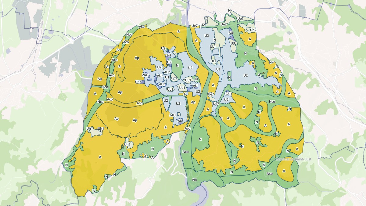 Aperçu cartographique de Saint-Just-Saint-Rambert, centré sur la commune