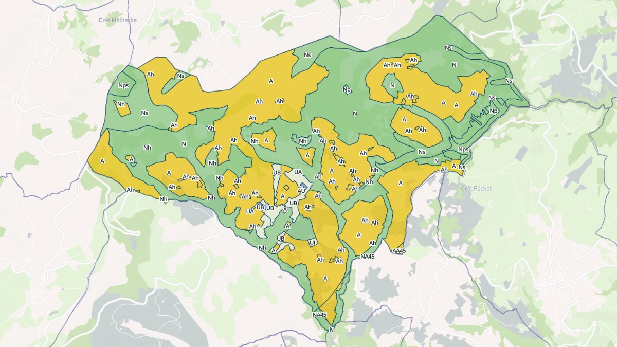 Aperçu cartographique de Saint-Romain-en-Jarez, centré sur la commune