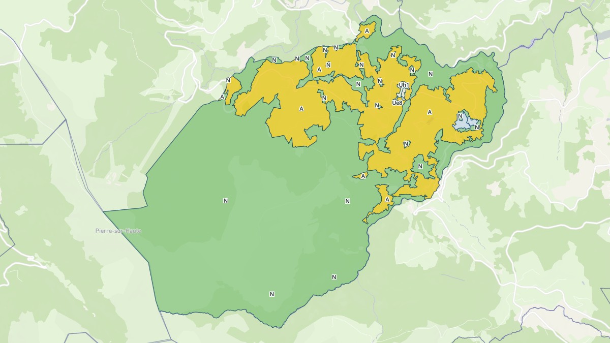 Aperçu cartographique de Sauvain, centré sur la commune