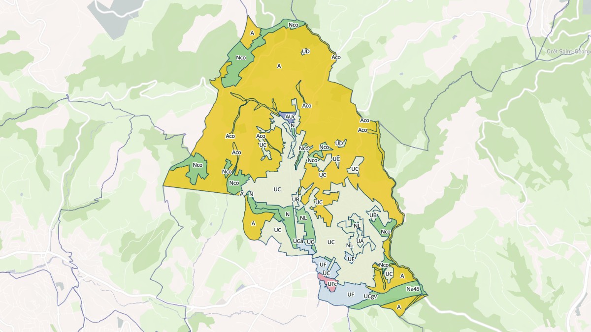 Aperçu cartographique de Sorbiers, centré sur la commune