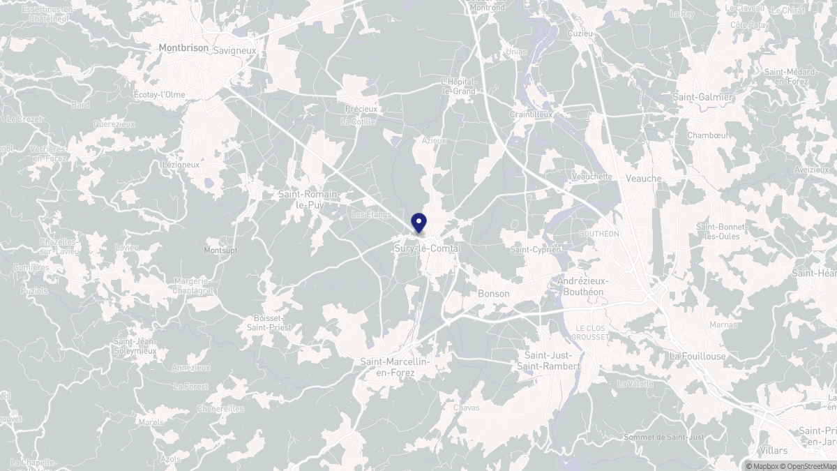 Aperçu cartographique de Sury-le-Comtal, centré sur la commune