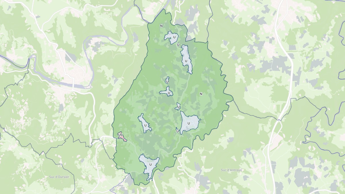 Aperçu cartographique de Beaux, centré sur la commune
