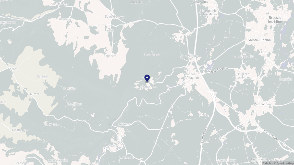 Aperçu cartographique de Chambezon, centré sur la commune