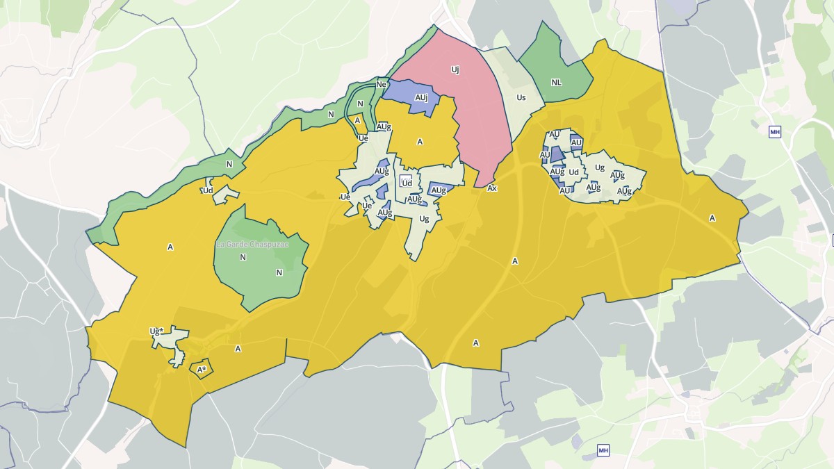 Aperçu cartographique de Chaspuzac, centré sur la commune