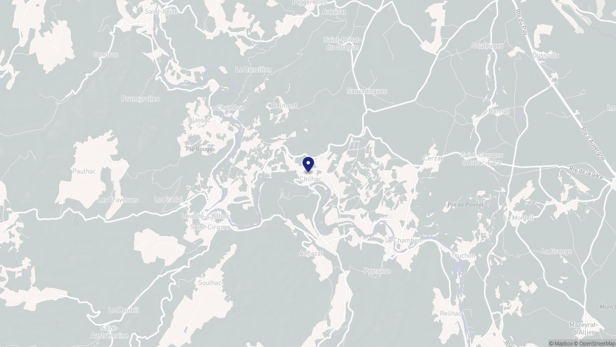 Aperçu cartographique de Chilhac, centré sur la commune