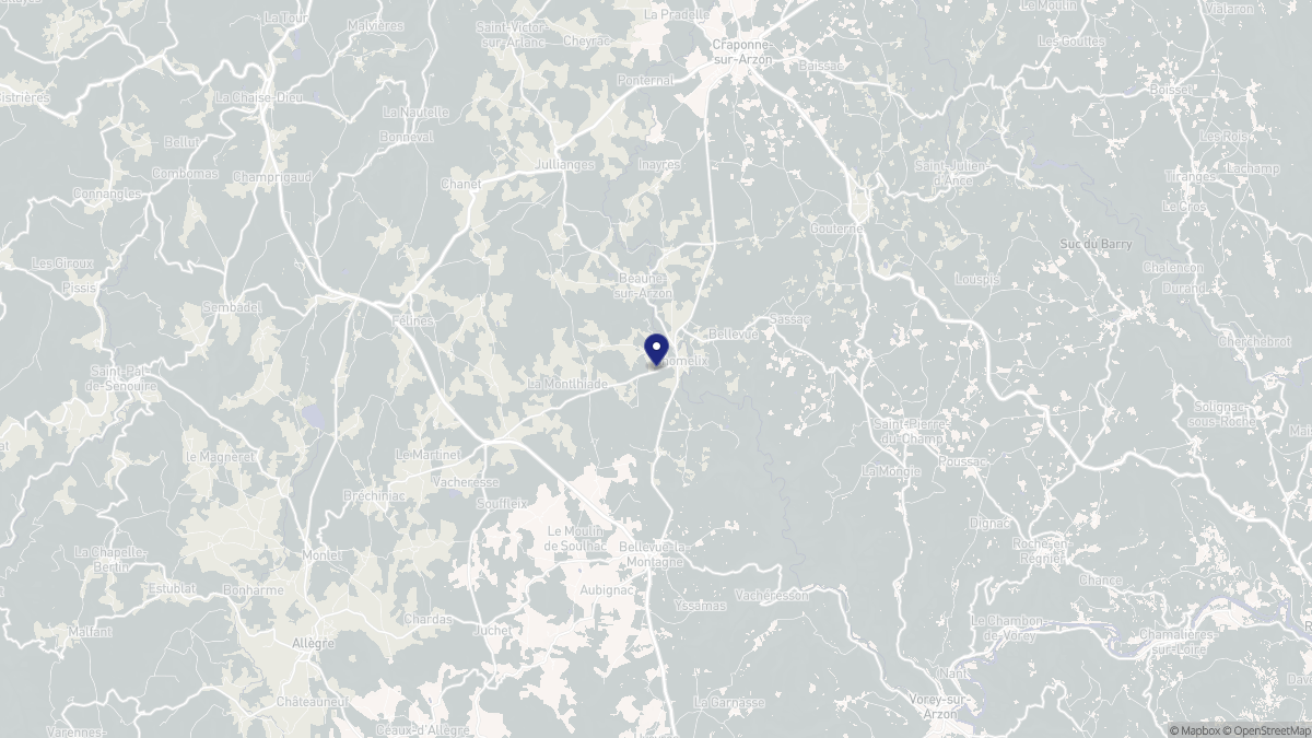 Aperçu cartographique de Chomelix, centré sur la commune