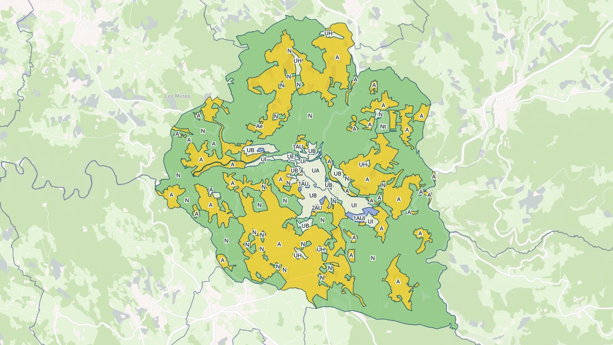 Aperçu cartographique de Dunières, centré sur la commune