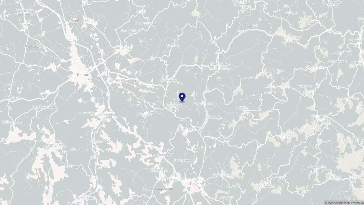 Aperçu cartographique de Frugières-le-Pin, centré sur la commune