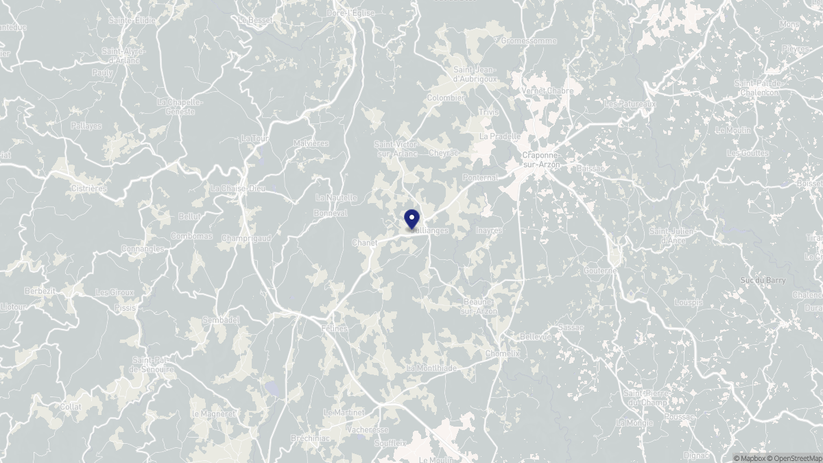 Aperçu cartographique de Jullianges, centré sur la commune