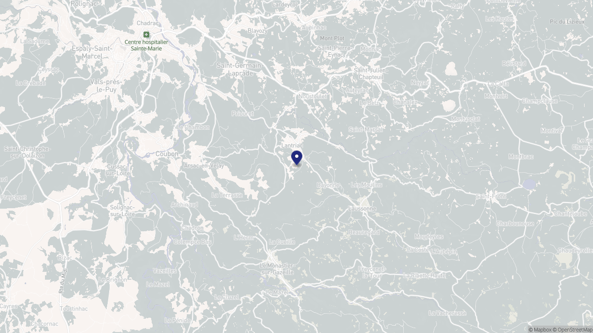 Aperçu cartographique de Lantriac, centré sur la commune
