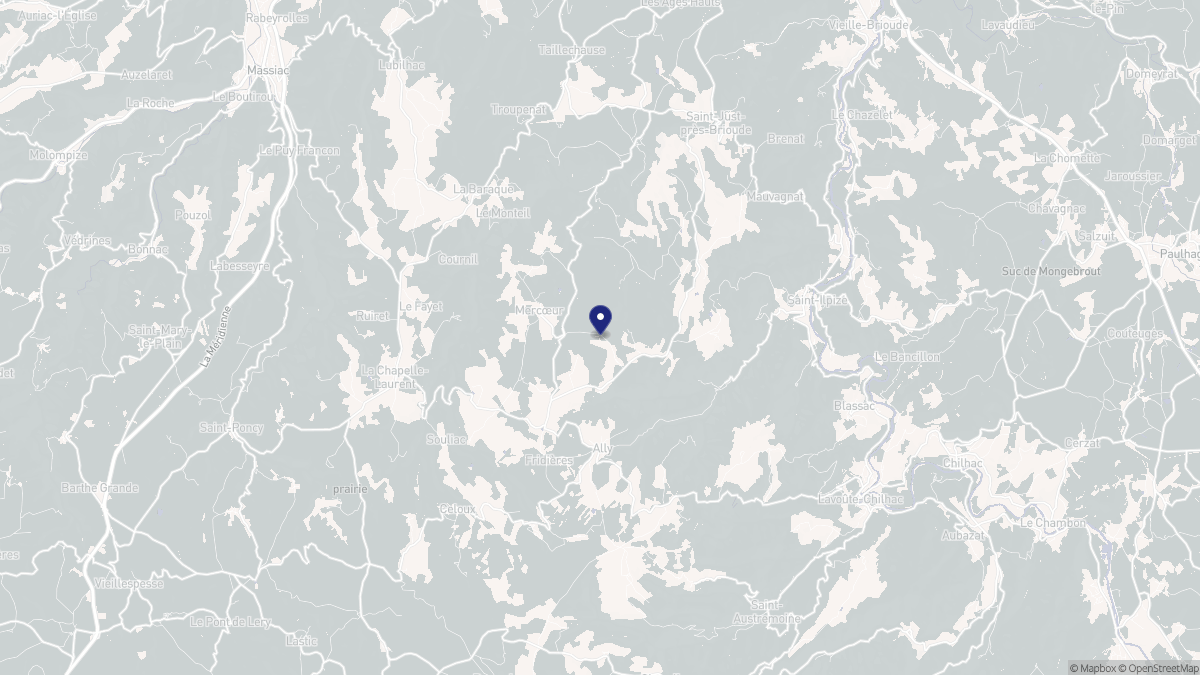 Aperçu cartographique de Mercœur, centré sur la commune