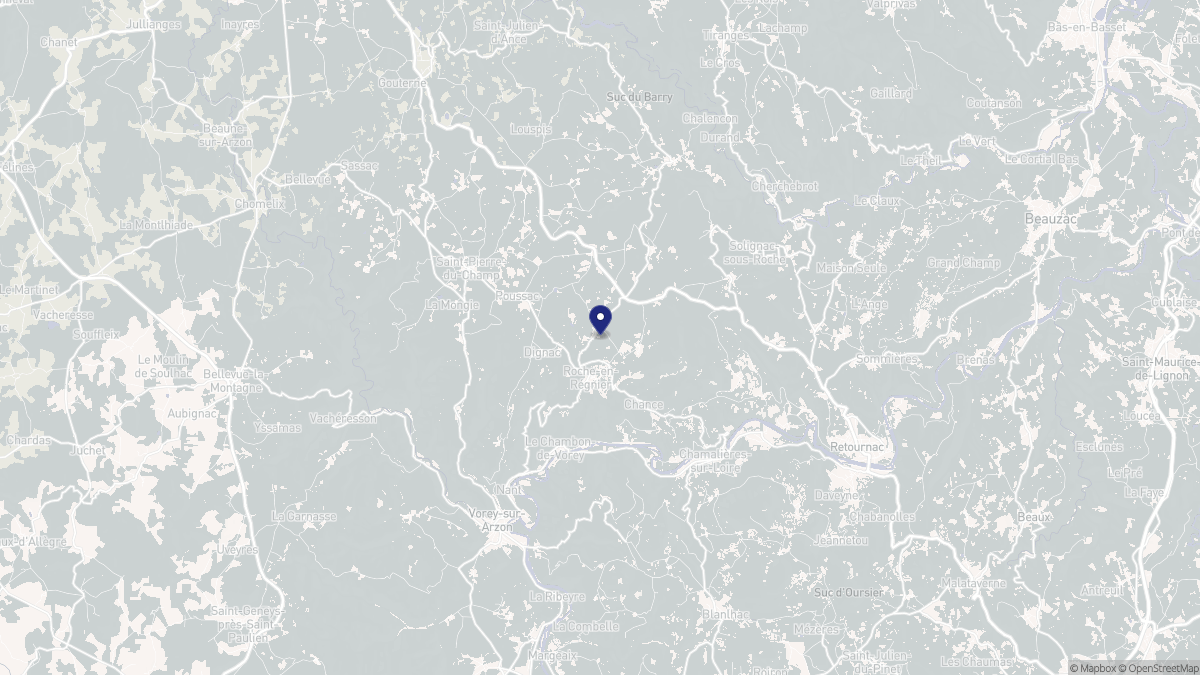 Aperçu cartographique de Roche-en-Régnier, centré sur la commune