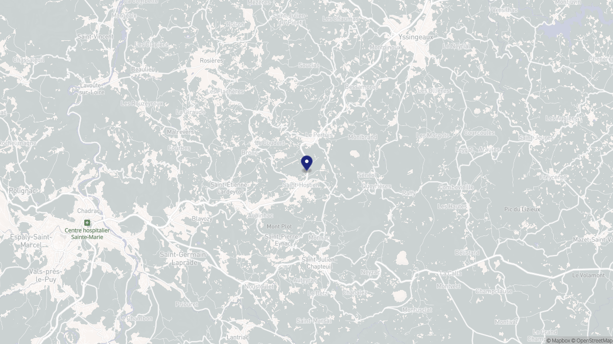 Aperçu cartographique de Saint-Hostien, centré sur la commune